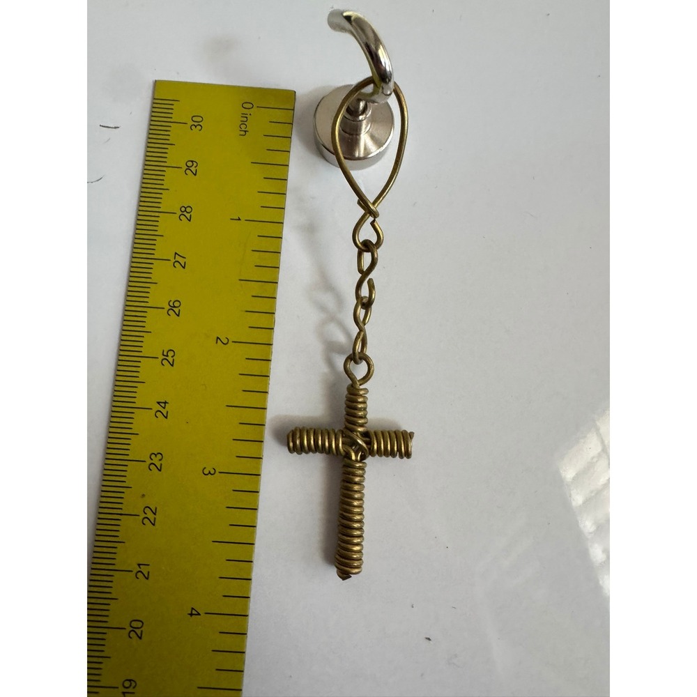 Wire Wrapped‎ Cross Pendant Industrial Coiled Metal Religious Charm